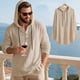 thumbnail image 4 of pstuiky manga larga para hombre, Suéter playero informal de manga larga con capucha y cordón ajustable para hombre Tops de hombre xl, 4 of 7