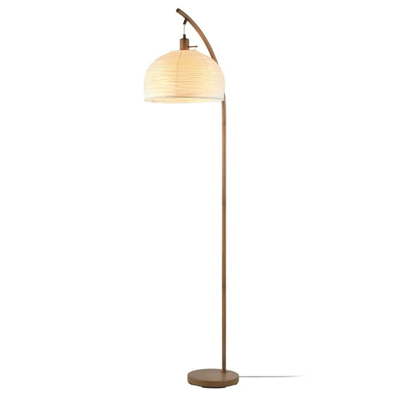 Novogratz x Globe Electric Novogratz x Globe 70" Wood-Tone Finish Floor Lamp with White Paper Shade