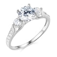 thumbnail image 2 of Wellingsale Ladies Solid 14k White Gold Polished CZ Cubic Zirconia Round Cut Three 3 Stone Engagement Ring with Side Stones - Size 7, 2 of 6