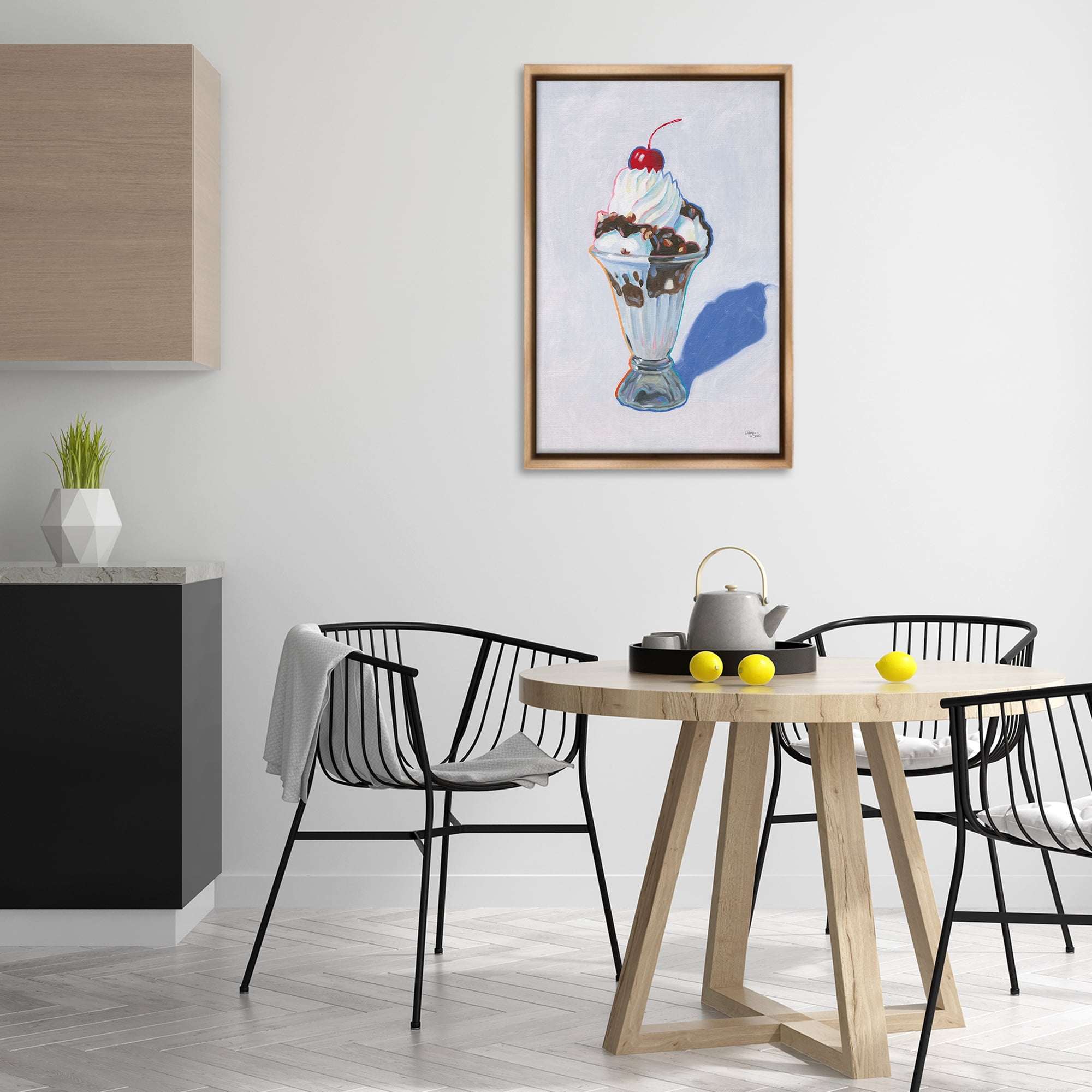 Stupell Industries Ice Cream Sundae Food & Beverage Painting Brown Floater Framed Canvas Art Print Wall Art, 21 x 31