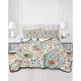 thumbnail image 2 of Twin Quilt Bedding Set, Boho Flower Reversible Summer Quilt 3 Pieces, Spring Watercolor Botanical Paisley Floral Leaf Lightweight Bedspreads Coverlets with 2 Pillow Shams for All Seasons, 2 of 5