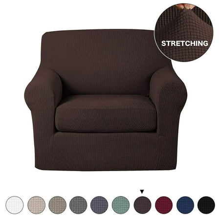 Halloween Couch Cover Anti-Slip Jacquard 2-Piece Spandex Stretch Elastic Pet Dog Sofa Couch Cover Slipcover Arm-chair Furniture Protector Shield (Chair-Chocolate) ()