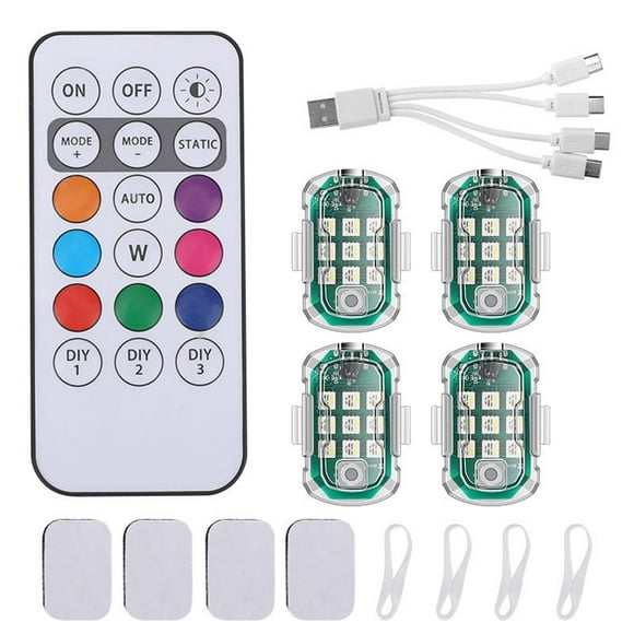 Kieccall 7-Color Strobe Warning Light with Remote Control, for Motorcycle Bike and Car Safety, Anti-Theft Flashing LED Decoration Light