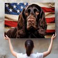 thumbnail image 4 of Field Spaniel Dog with American Flag Canvas Wall Art Dog Pictures for Wall Decor Red White Blue Flag of USA Patriotic Painting Print for Living Room Bedroom Office Ready to Hang, 4 of 4