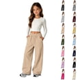 thumbnail image 4 of Girls Sweatpants Size 8, Wide Leg Straight Pants Drawstring Youth Joggers Casual Y2k Preppy Clothes Sweat Pants with Pockets Streetwear Back to School Outfits, 4 of 7