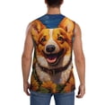 thumbnail image 4 of Lsque Artistic Sunflower Corgi Print Men's Cotton Blend Sleeveless Muscle Shirts (S-3XL)- Moisture Wicking, Odor Protection, UPF 30+,X-Large, 4 of 8