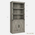 thumbnail image 2 of 5-Tier Farmhouse Bookcase with Cabinet Storage Doors 68.7 Inch Tall Wooden Bookshelf for Home Office Living Room Bedroom, Grey, 2 of 7