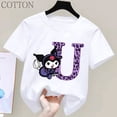 thumbnail image 4 of Camiseta de manga corta de verano para niños de Sanrio con letras de la A a la Z de Kuromi Anime, ropa suave con forma de corazón para niñas, regalo de cumpleaños kawaii, 4 of 5