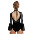 thumbnail image 3 of iiniim Kids Girls Shiny Gymnastics Leotards Long Flare Sleeve Figure Skating Dance Bodysuit Black 14, 3 of 7