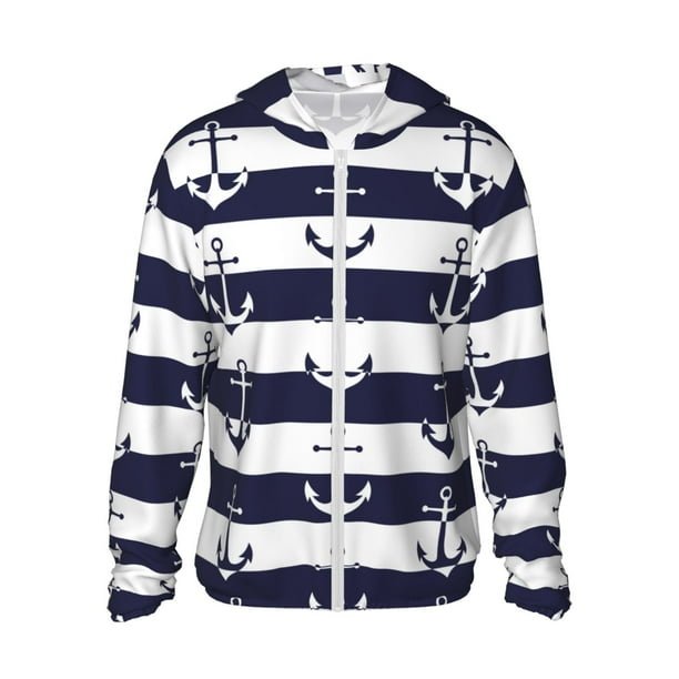 Fotbe Anchors Chaqueta con Protección Solar UPF 50+ para Hombre y Mujer, Camisa con Capucha y Bolsillos-Medium