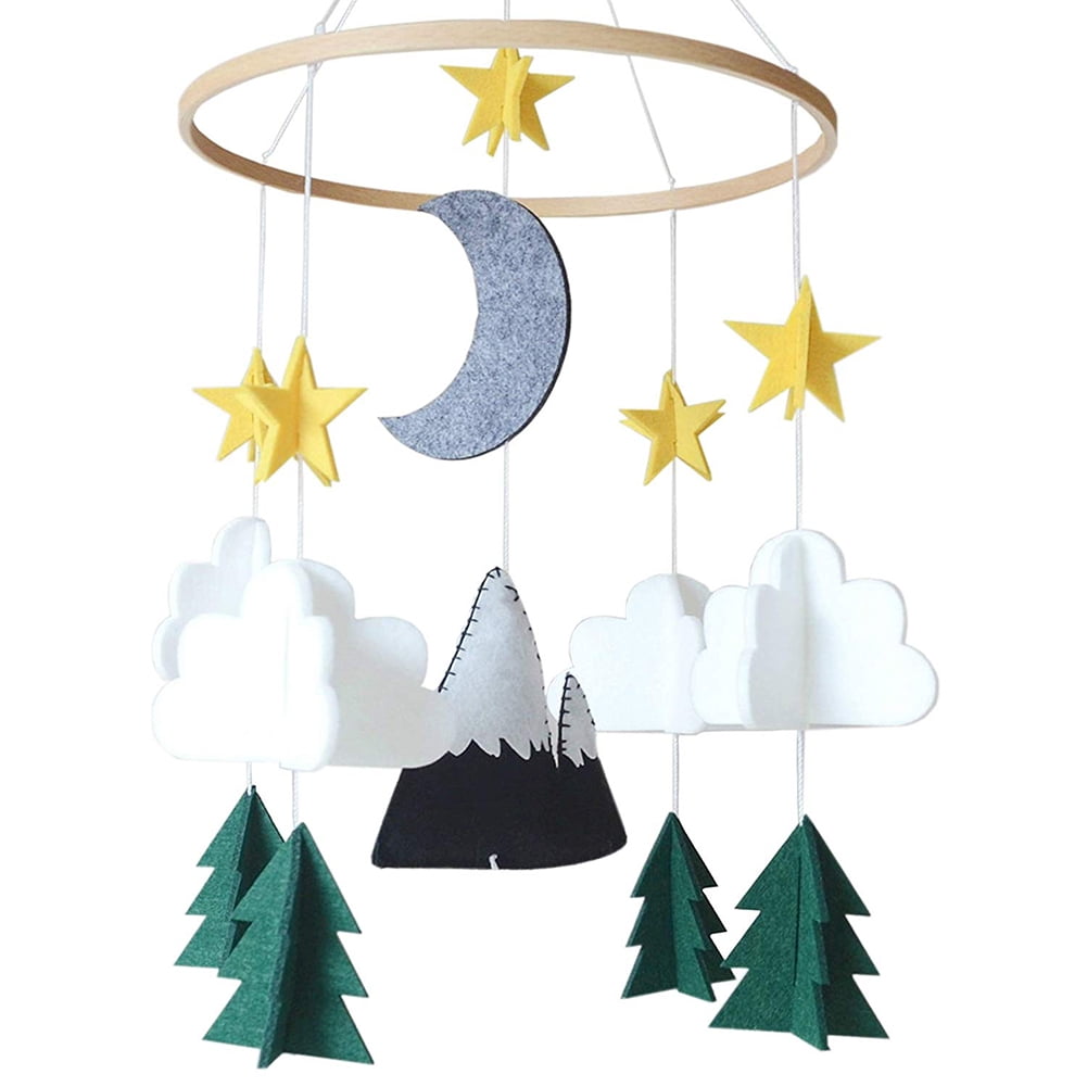 Nordic Wooden Star Fluffy Ball Wall Hanging Ornament Kids Nursery Room Decor GT 