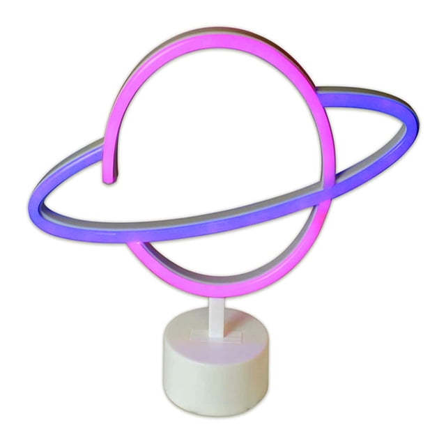 Letrero Led De Neón Luz Decorativa Planeta Neón Lámpara De Noche Romántica Mesita De Noche Planeta Decoración De Neón Con Base Speravity HA021514-00