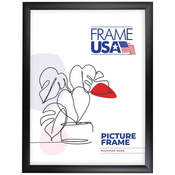 18x24 Picture Frame – Black Simply Poly Style 205-10, 1.25 Inch Polystyrene Moulding, Includes Plexiglass and Backing – Wall Display Frame for Art, Posters, or Photos – Frame USA