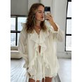 thumbnail image 1 of Jupe Mini Plissée Unie pour Femmes avec Taille Élastique pour Plage Été, 1 of 10