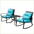thumbnail image 4 of Patio Rocking Seating Group 2-Person Outdoor with Cushions & Table | Timeless Wicker Steel Frame | Navy Blue Metal, 4 of 10