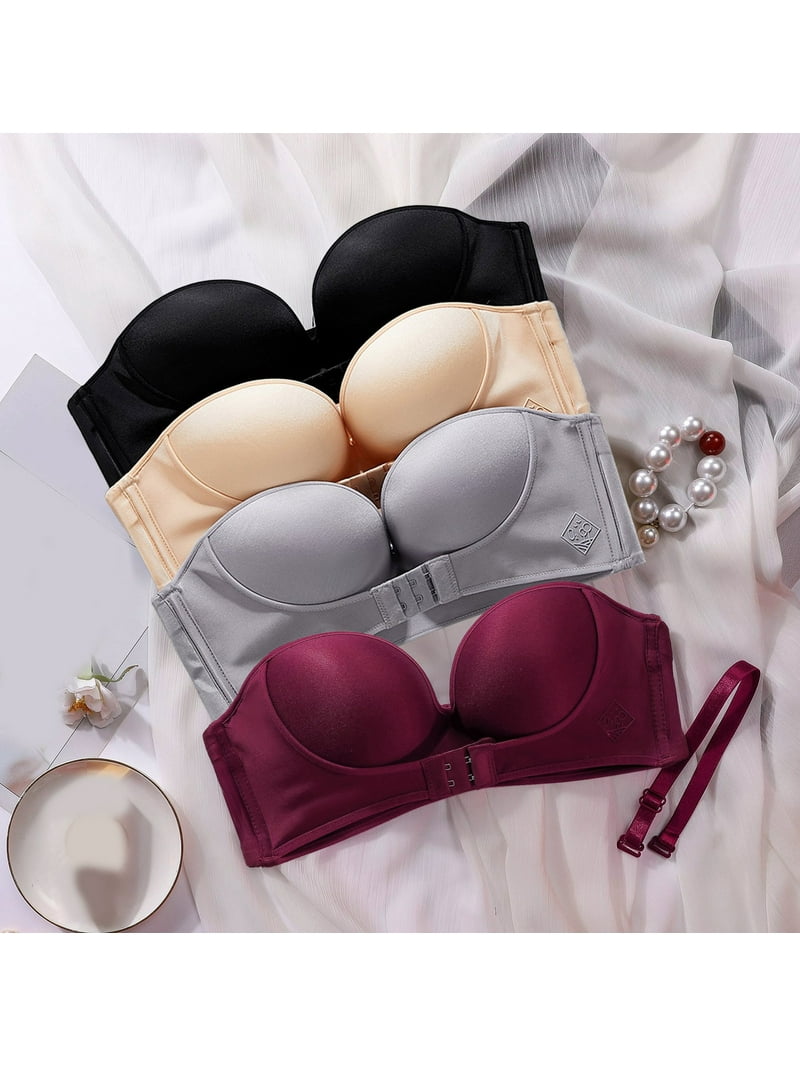 Aayomet Bras for Women Color Front Closure Large Size Thin Bra Underwear  (Beige, XXXXL)
