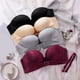 thumbnail image 3 of Gibobby Brasier Mujer Push Up Mujer Color sólido Sin tirantes Ajuste antideslizante Sin Vestido Sujetador(Vino,75AB), 3 of 5