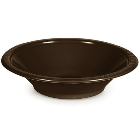 Touch of Color Plastic Bowl, 12 Oz, Chocolate Brown, 20 Ct