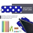 thumbnail image 5 of Cauagu Blue And White Polka Dot Print Leather Pencil Pen Case - Stationery Bag Portable Stationery Bag Big Capacity Pencil Pouch Cosmetic Organizer Bag for Men & Women, 5 of 7