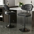 thumbnail image 2 of Hawsaiy Modern Bar Stools Set of 2, Ergonomic Double-Layer Upholstered Bar Stools with Back, Adjustable Swivel Barstools for Kitchen Island, Dark Gray, 2 of 8