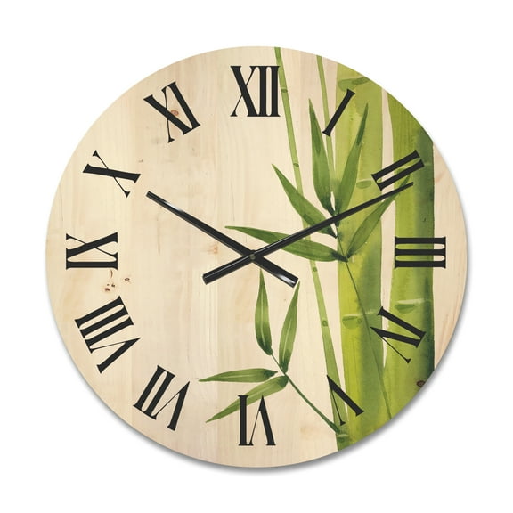 Designart 'The Forest of Bamboo Branches V' Tropical Wood Wall Clock