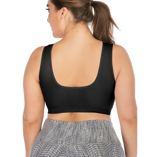  Women's Plus Size Sports Bra, Full-Coverage Padded Wireless Bra,  Push Up Running Workout Yoga Crop Top with Removable Cups (Color : Black,  Size : 5X-Large) : Clothing, Shoes & Jewelry