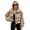 Beige, variant on Women's Jackets – Houndstooth Check Cropped Stand Collar Zip Front Workwear – Casual Wear Work Days Coats (S-XL)