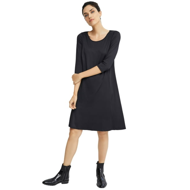 Ellos ellos Women's Plus Size Madison 3/4 Sleeve Dress 3X, Black