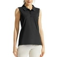 thumbnail image 2 of Womens Golf Shirt, Yigetop Women's Summer Solid Color Shirt Stand Up Collar Sleeveless Casual Sports Top Tennis Golf Shirts for Woman Black S, 2 of 6