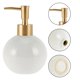 thumbnail image 5 of Dispenser de jabón redondo simple de 1 pieza para baño de hotel 300ml tono dorado mate blanco, 5 of 6