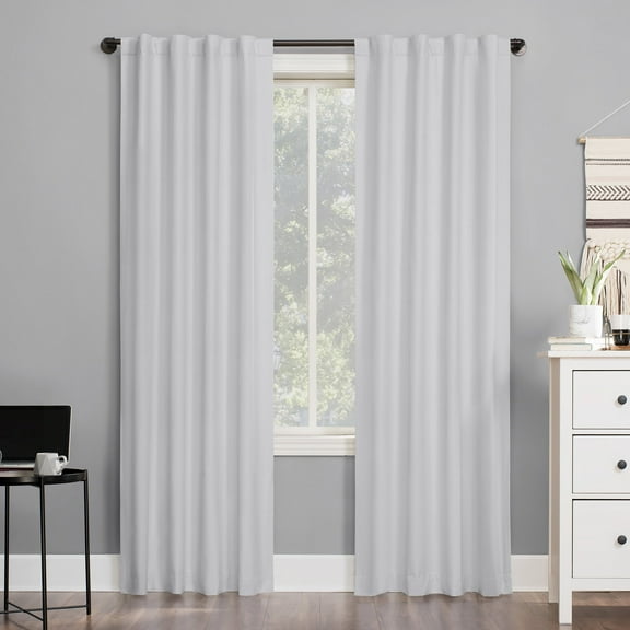 Sun Zero Cyrus Thermal 100% Blackout Back Tab Curtain Panel, 40"X96", White