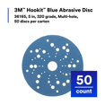 thumbnail image 5 of 3M Hookit Blue Abrasive Disc 321U, 36165, 5 in, 320, Multi-hole, 5 of 9