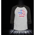 thumbnail image 2 of Shop4Ever Men's American Flag Sunflower Flower Star 4th of July Raglan Baseball Shirt Large Heather Grey/Black, 2 of 4