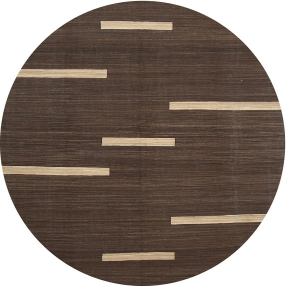 Ahgly Company Machine Washable Indoor Round Contemporary Brown Area Rugs, 3' Round