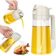 thumbnail image 2 of Oil Spray Bottle, 2-in-1 Oil Dispenser and Vinegar Sprayer, 15.2oz/450ml Glass Cooking Oil Preparation Dispensers for Kitchen Cooking Air Fryer Salad Baking BBQ (White), 2 of 5