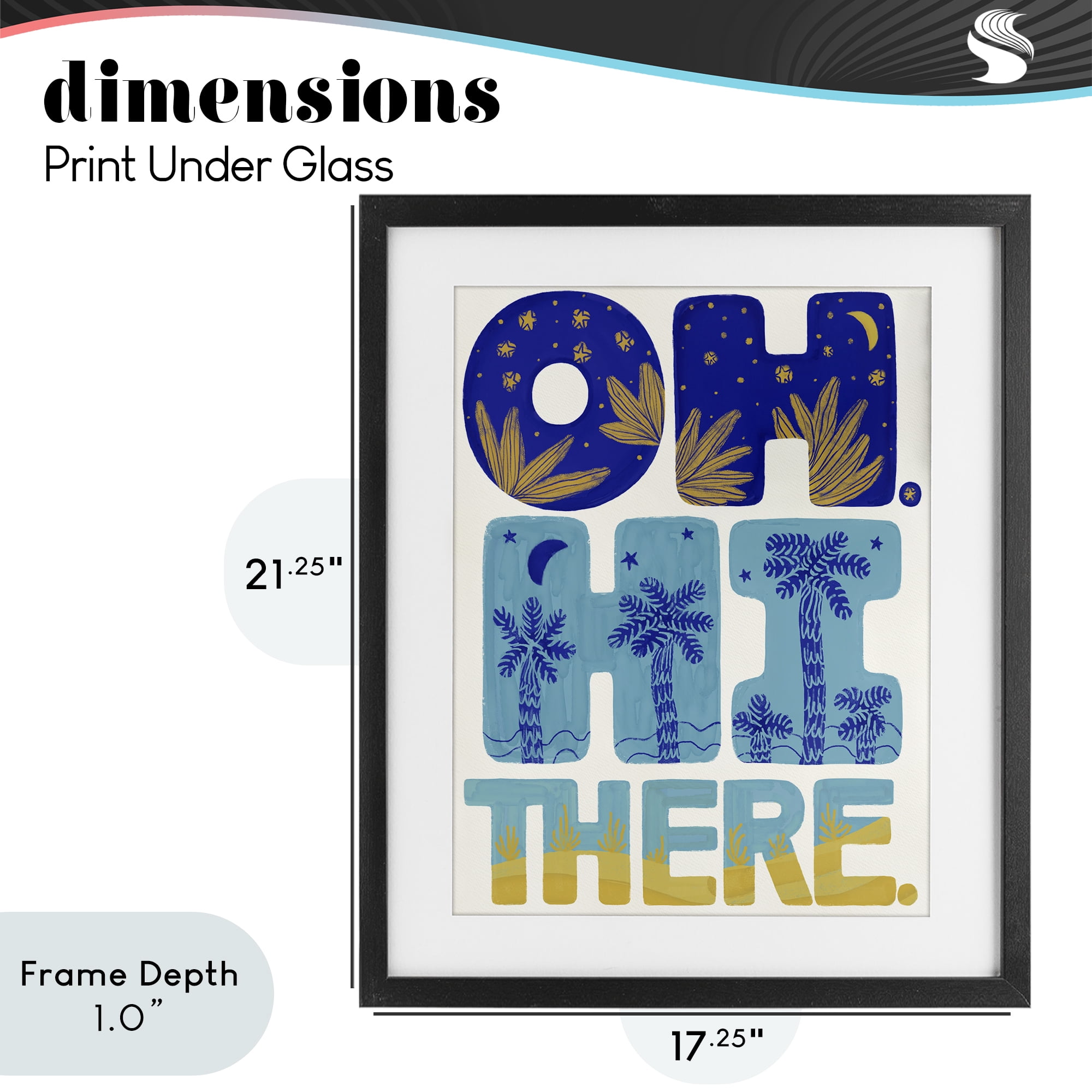 Stupell Industries Oh Hi There Tropical Black Framed Print Under Glass, design by Connie Summers