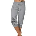 thumbnail image 2 of cfhntfmh Womens Capri Pants Elastic Waisted Casual Cropped Pants Trendy Drawstring Print Pants with Pocket, 2 of 6