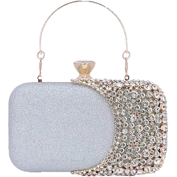UTAH-Crystal Women Evening Clutch Rhinestone Bag Bling Purse Glitter Radiant Shouder bag for Christmas Bridal Wedding Party