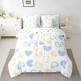 thumbnail image 2 of Feelyou Blue Love Heart Bedding Comforter Set 7pcs for Child, Kawaii Cartoon Graffiti King Bedding Sets, Dreamy Princess Style Reversible Bed Sheets, Ultra Soft Bedroom Decor, 2 of 7