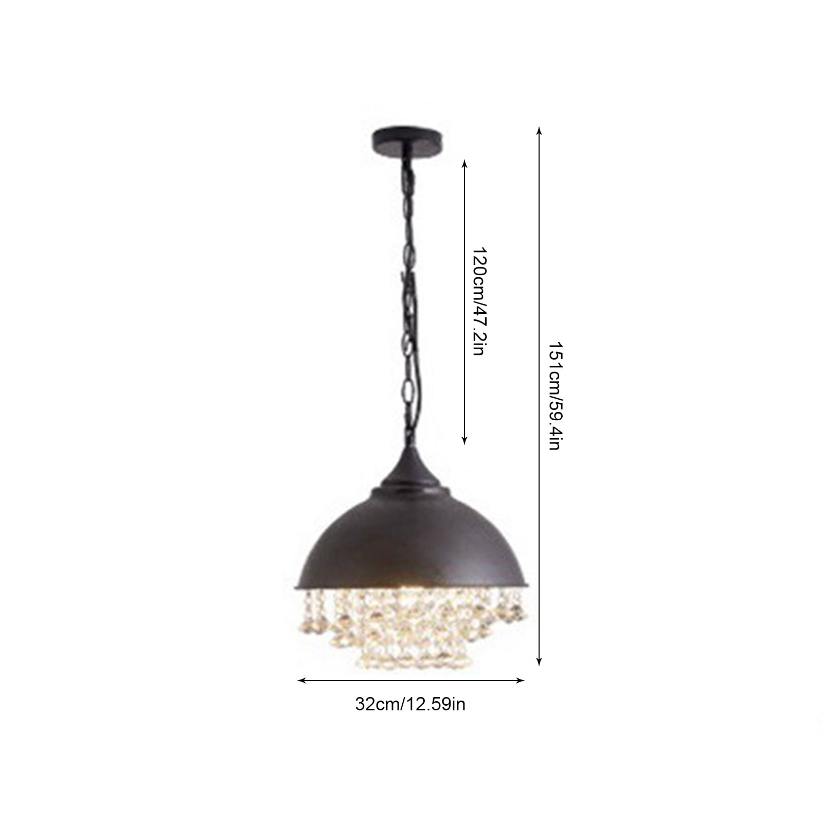 ANQIDI Retro Industrial Crystal Chandelier Iron Rustic Pendant Lamp Loft Hanging Light