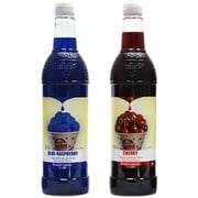 Snow Cone Syrup (25 Fl Oz)- Pack of 2 - Cherry & Blue Raspberry