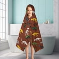 thumbnail image 6 of Brown Cartoon Dinosaurs Fossils Pattern Hooded Bath Towel，50"x30" for Ages 3 To 12 Kids, Quick Dry Lightweight Soft Microfiber Hood Beach Towel Cover Up for Kids, 6 of 7