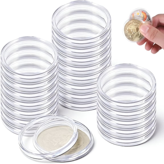 XIBUFE 20 Pack 40.6mm Acrylic Coin Holder, Coin Capsules Protect Gasket Coins Case for Collectors, Round Coins Collecting Supplies Fit Silver EagleDollar
