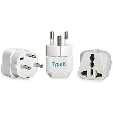 Ceptics Denmark Travel Plug Adapter (Type K) - 3 Pack (Does Not Convert Voltage) (GP-20-3PK) [Grounded & Universal]