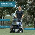 thumbnail image 3 of Andador con ruedas todoterreno ELENKER, silla de ruedas de transporte 2 en 1 con asiento acolchado y respaldo ancho, color azul, 3 of 5