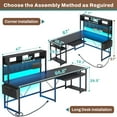 thumbnail image 3 of L Shaped Desk with Power Outlet and Pegboard,  Reversible Gaming Desk with LED Lights, 2 Person Corner Computer Desk for Home Office, Black, 3 of 9