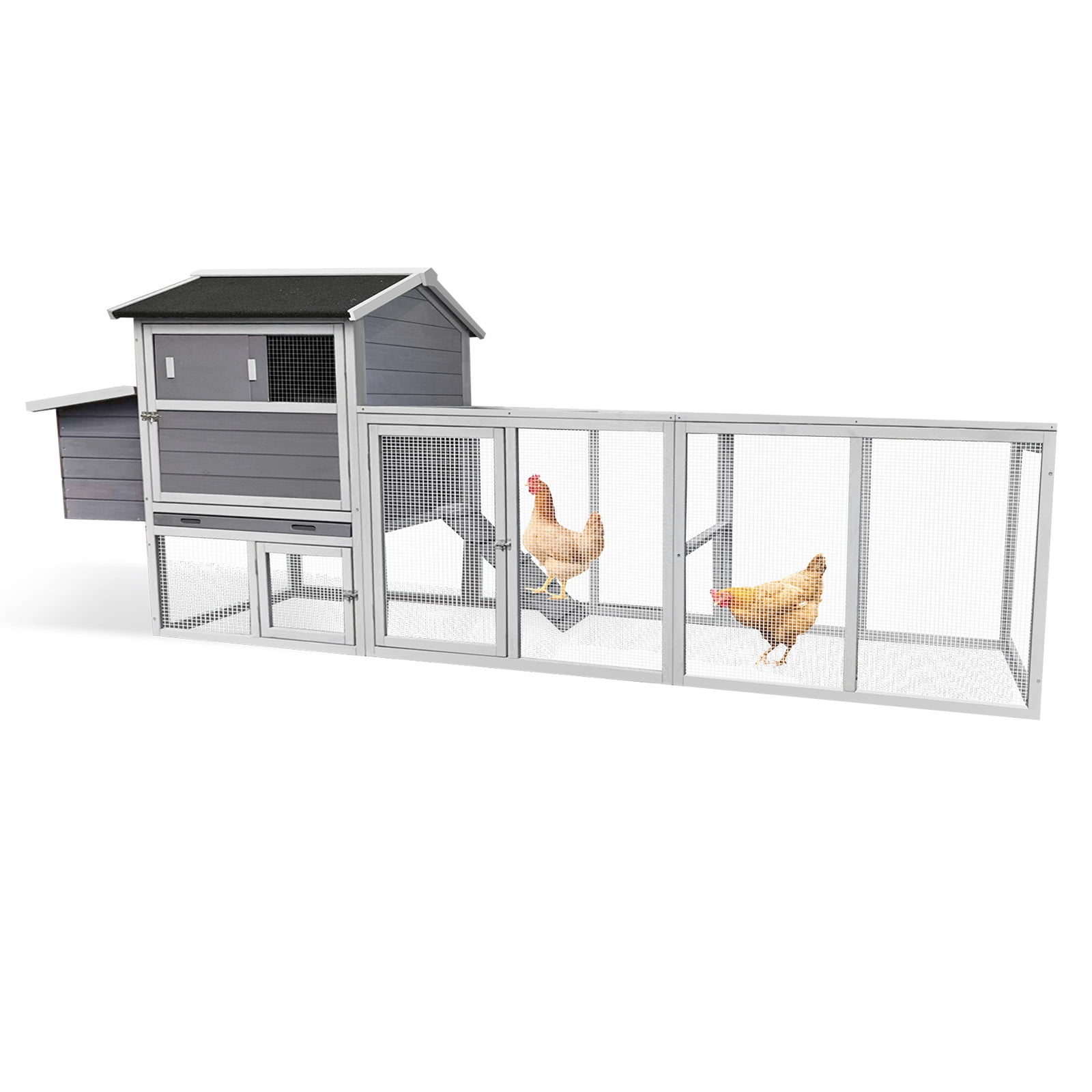 Large Wooden Chicken Coop with Outdoor Run - Waterproof & Anti-UV Hen House, Rabbit Hutch, Poultry Cage with Nesting Box