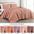 thumbnail image 5 of Chezmoi Collection Austin Queen Oversized Bedspread Set, 3-Piece Lightweight Microfiber Quilted Coverlet for All Seasons, Salmon, 5 of 9