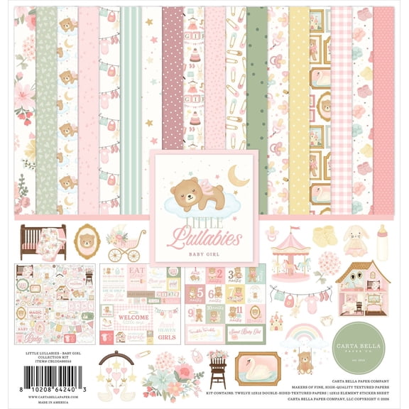 Carta Bella Collection Kit 12"x12" - Little Lullabies - Baby Girl