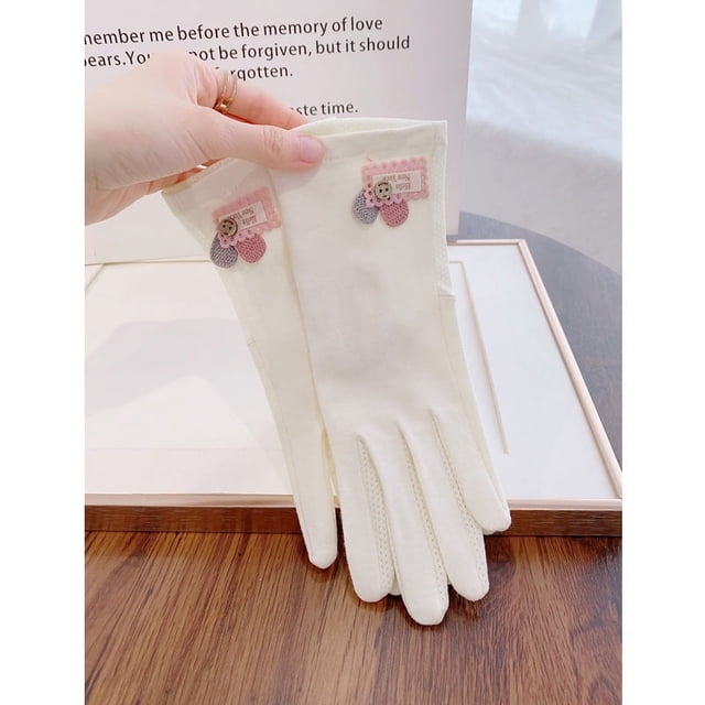 Guantes de protección solar de verano para mujer, finos, antiultravioleta, transpirables, de algodón, antideslizantes, con pantalla táctil, de color sólido, a la moda, parasol